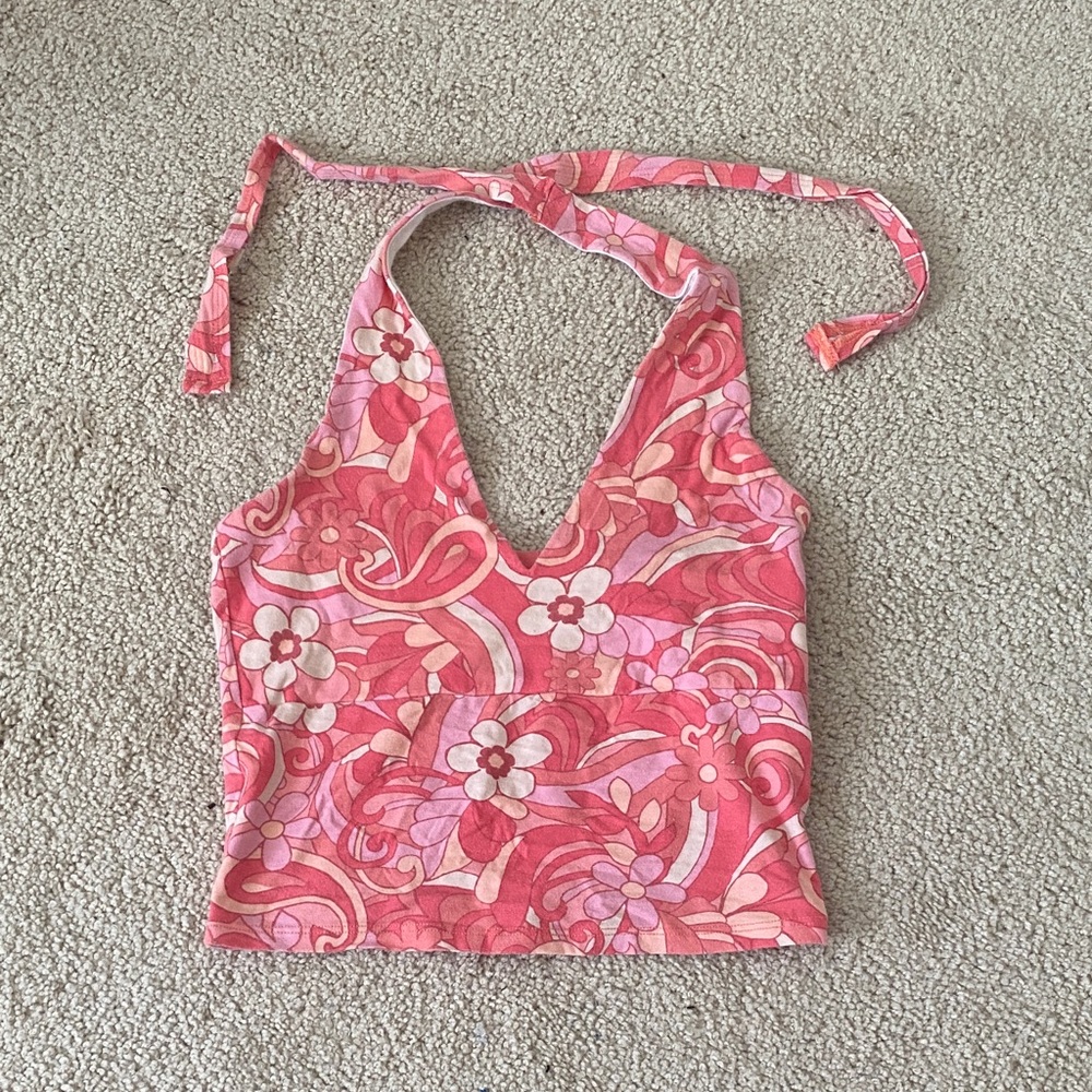 Hollister Pink Floral Crop Top